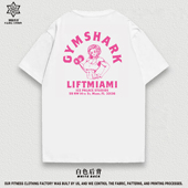 美式 鲨鱼肌肉妈咪宽松夏健身粉色miami 印花短袖 运动撸铁T恤纯棉