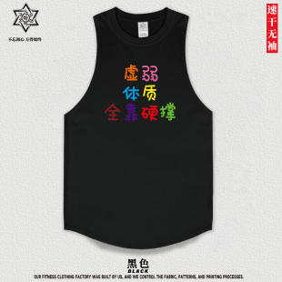 【虚弱体质彩字】健身文字运动背心夏季速干薄款宽松大码无袖t恤