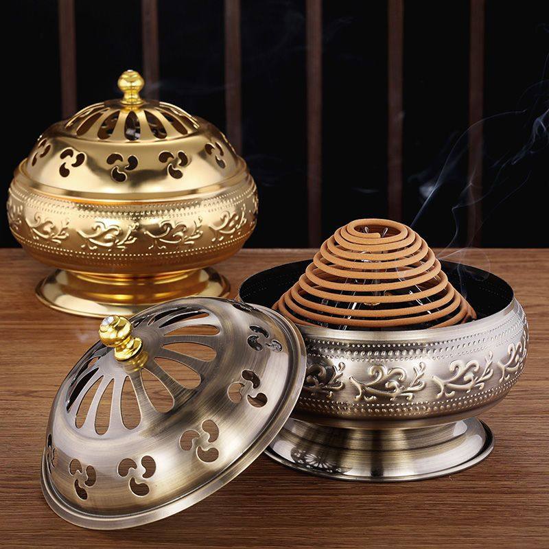 大号檀香炉盘香炉仿古合金供佛12-24小时蚊香支架托盘熏香炉,家居饰品,香薰炉,淘宝优惠券,粉丝福利购,淘宝优惠卷