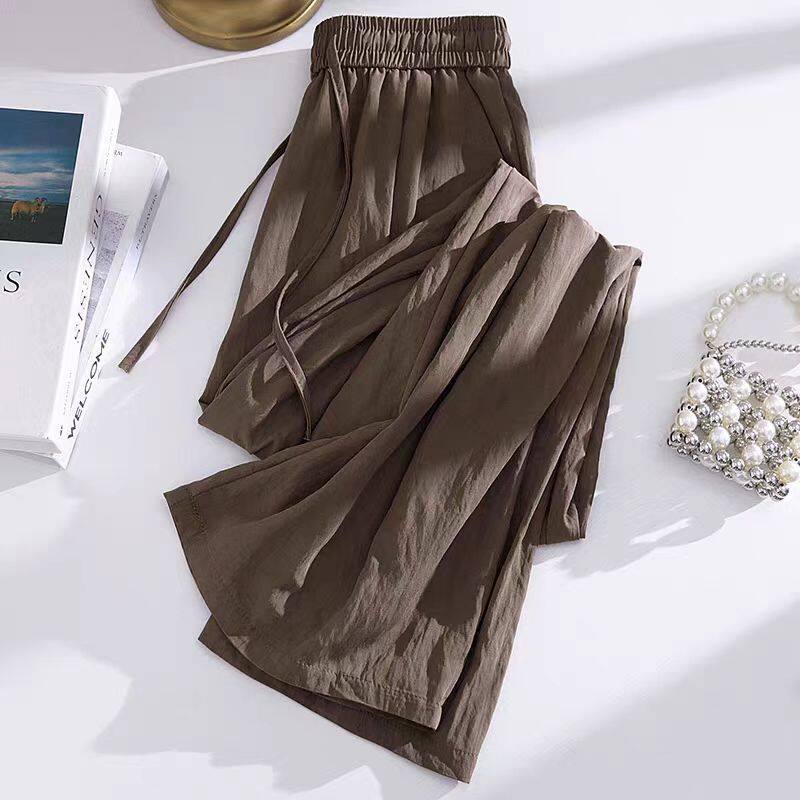 145矮小个子裤子冰丝皱褶阔腿裤