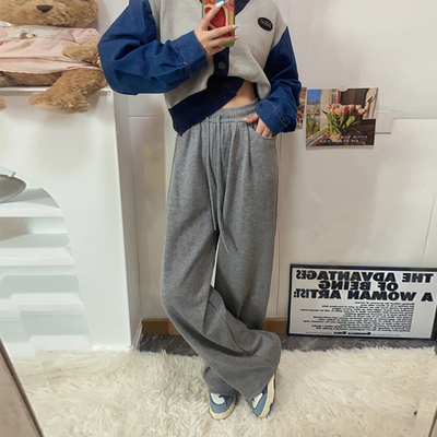 高腰韩版宽松长裤小个子显高