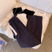 女秋冬加绒加厚显高145抽绳休闲长裤 小个子150cm窄版 灯芯绒阔腿裤