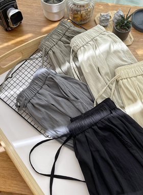 小个子裤子xs150褶皱阔腿裤女夏天丝垂垂凉凉裤网红145休闲直筒裤