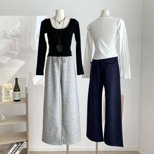 145阔腿裤 小个子裤 辣妹卫裤 女秋冬加绒美式 子150CM九分运动休闲裤