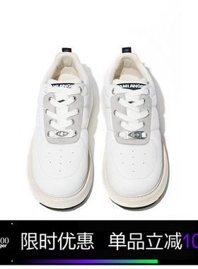 Kami anger原创设计白色手工厚底休闲汉堡鞋 增高圆头鞋