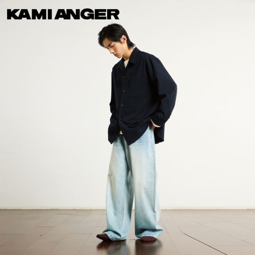 KAMIANGER RGB2025秋冬新款休闲百搭宽松廓形通勤直筒牛仔裤男士