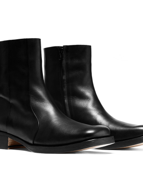 Kami anger原创设计手工固特异缝制意大利牛皮方头高帮切尔西靴男