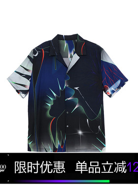 Kamianger x  sidereal made联名满印天丝麻古巴领短袖衬衫