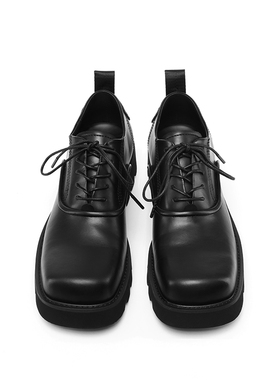 Kami anger 林墨同款暗黑方头德比鞋 增高休闲皮鞋男新款厚底鞋