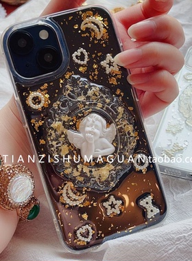 巴洛克ins风小天使手机壳适用于苹果15pro max/14pro/13/12/11华为mate60pro/50p60prop40nova12/11/10透明壳