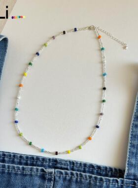 彩虹糖碎银轻奢原创设计2024新款夏天ins风项链手链