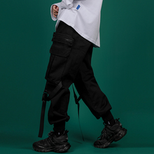 黑色工装裤女宽松bf机能风显瘦高腰直筒束脚街头ins潮hiphop裤子