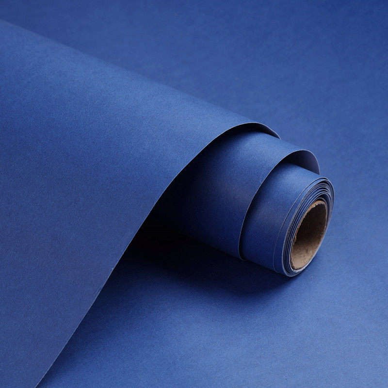 2025新款加厚纯公安蓝色哑光面自粘墙壁纸店铺装修办公室餐厅背景