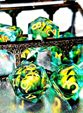 可动龙眼流沙树脂骰子coc跑团色子dnd克苏鲁博德之门桌游D20/D6面