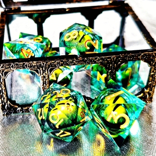 可动龙眼流沙树脂骰子coc跑团色子dnd克苏鲁博德之门桌游D20 D6面