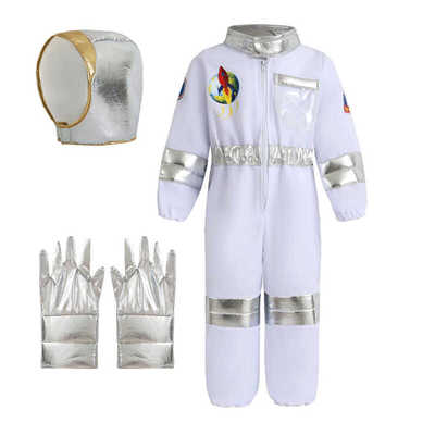儿童白色宇航员服装男孩太空服连体衣制服Kids Astronaut Costume