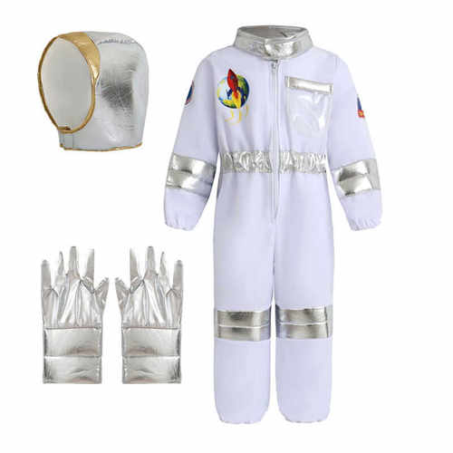 儿童白色宇航员服装男孩太空服连体衣制服Kids Astronaut Costume