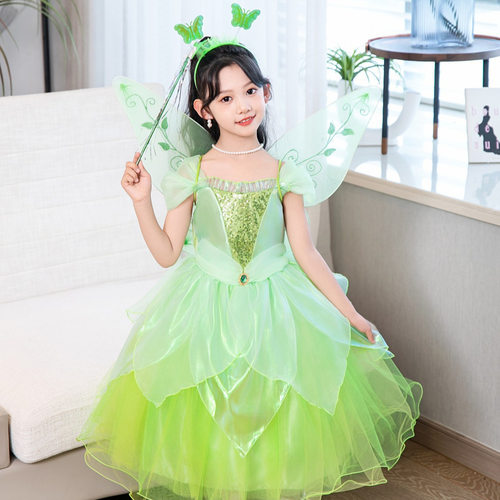 儿童万圣节舞会派对奇妙仙子cos服装蒂安娜Tiana小精灵青蛙公主裙