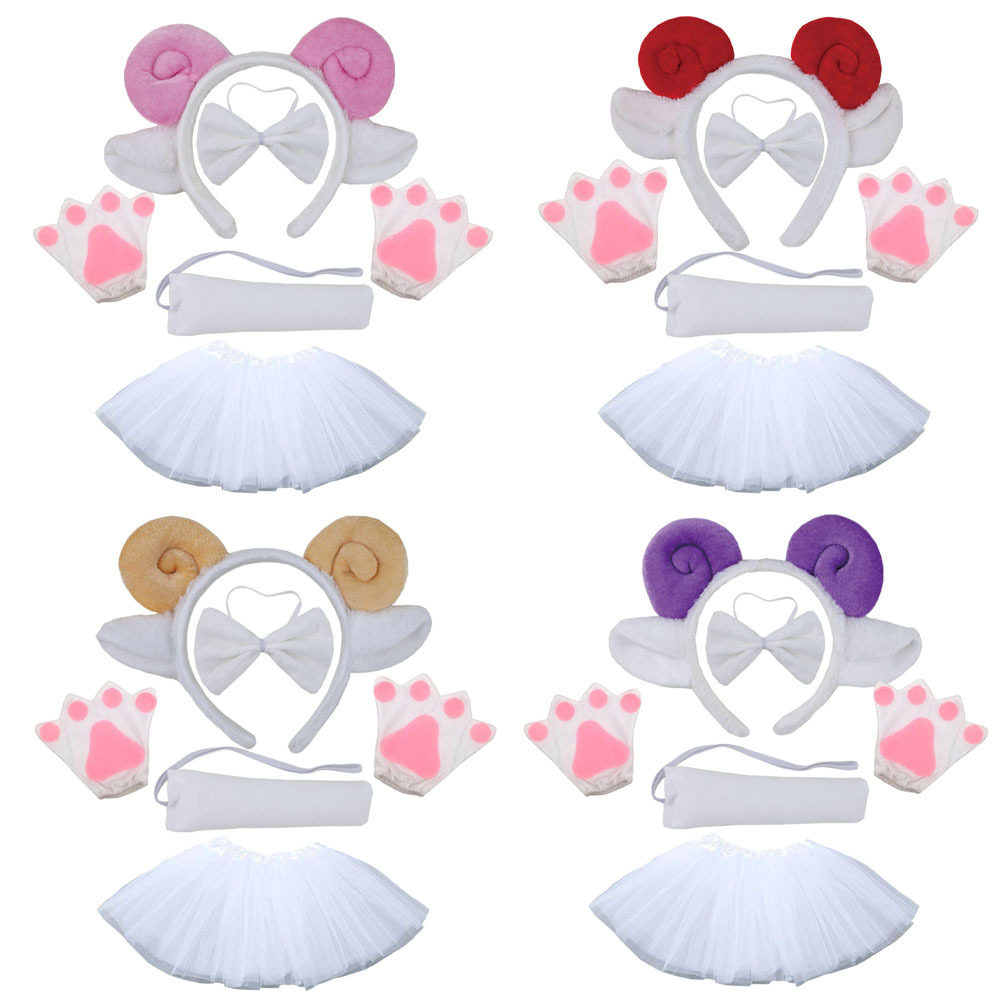 六一儿童节新款小羊发箍可爱毛绒卷羊角头饰女孩舞台演出动物服装