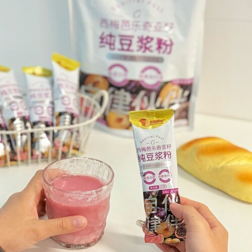 【送摇摇杯】松鼠驿站西梅芭乐奇亚籽纯豆浆粉140g*3袋冲泡代餐粉
