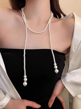 长款珍珠项链韩国简约气质设计毛衣链网红个性新款百搭项饰女