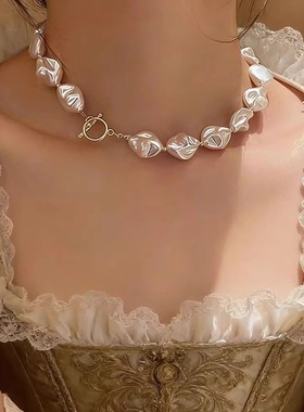 异形不规则巴洛克珍珠项链女款高级感一次元颈链锁骨链夸张新款