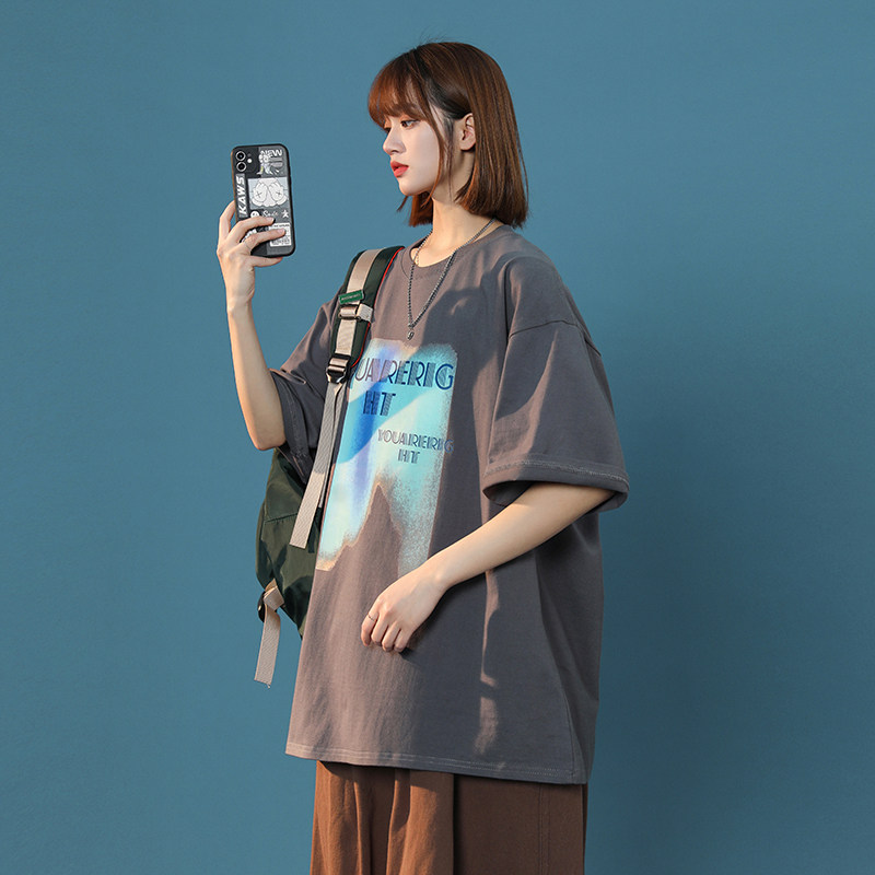 2022中性夏季新款原创字母印花短袖xz1002-1-Y32P25控38,男装T恤,星座906（原电商a316-1）