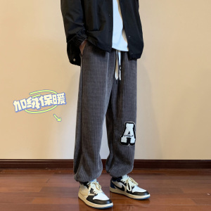 雪尼尔新款字母毛巾绣束脚卫裤冬季保暖裤xz1002-1-K1058P68控88图片