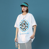 2022中性夏季新款棋盘格印花落肩全棉宽松T恤xz1002-1-Y30P25限39，男装T恤，星座906（原电商a316-1）