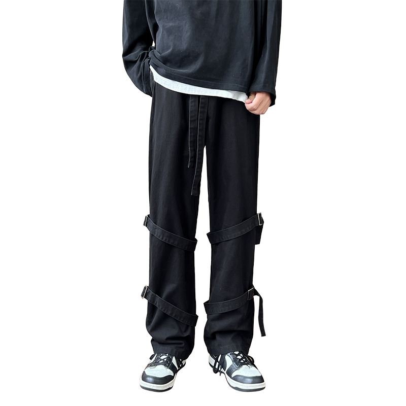 美式棕色绑带工装裤潮流休闲炸街痞帅男长裤z1002-1-K51P55,男装工装外套,星座906（原电商a316-1）