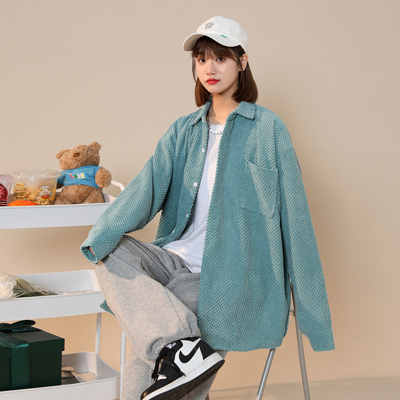 中性款！秋季新款菠萝粒免烫开衫宽松休闲长袖衬衫xz1002-1-Y26P4，男装衬衫，星座906（原电商a316-1）