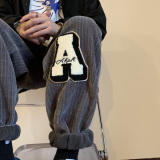 雪尼尔字母毛巾绣束脚裤冬季保暖裤xz1002-1-K1058P68控88，男装棉衣，星座906（原电商a316-1）