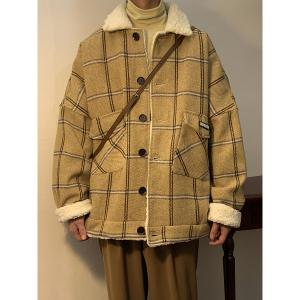 冬季新款毛呢格子棉衣宽松加绒加厚外套xz1002-1-Y73p115控139图片