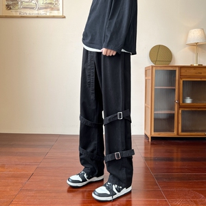 秋冬美式绑带工装裤潮流休闲炸街痞帅男长裤z1002-1-K51P55图片