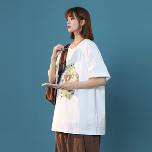 夏款原创中性骰子印花短袖棉宽松T恤xz1002-1-Y31P25限39图片