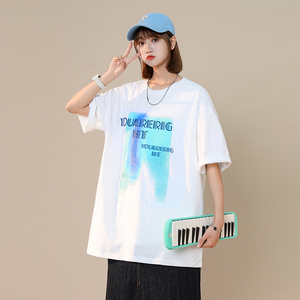 2022中性夏季新款原创字母印花短袖xz1002-1-Y32P25控38图片