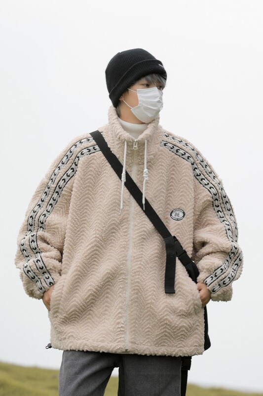 秋冬新款美式织带加绒加厚羊羔绒棉衣xz1002-1-Y68p118控158,男装棉衣,星座906（原电商a316-1）