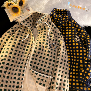 小熊刺绣格子加绒加厚羊羔绒男女棉衣xz1002-1-Y72p128控158，男装棉衣，星座906（原电商a316-1）