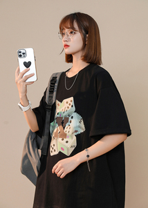 2022中性原创骰子印花棉宽松落肩体恤xz1002-1-Y31P25限39图片