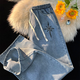 新款美式贴皮刺绣牛仔裤潮流复古直筒裤子xz1002-1-K1061P65控79，男装牛仔裤，星座906（原电商a316-1）