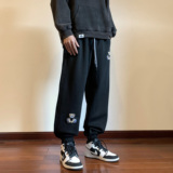 新款小熊刺绣加绒加厚保暖休闲裤潮流长裤xz1002-1-K1057p65控78，男装棉衣，星座906（原电商a316-1）