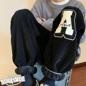 雪尼尔灯芯绒字母毛巾绣束脚裤冬季保暖裤xz1002-1-K1058P68控88，男装棉衣，星座906（原电商a316-1）