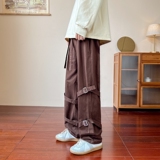 新款美式绑带工装裤潮流休闲炸街痞帅男长裤z1002-1-K51P55，男装工装外套，星座906（原电商a316-1）