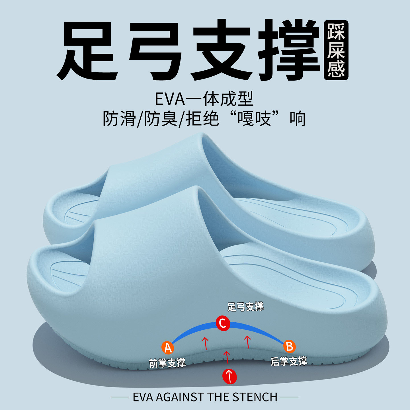 高足弓支撑凉拖鞋女夏季EVA厚底久站不累居家防滑情侣凉拖男
