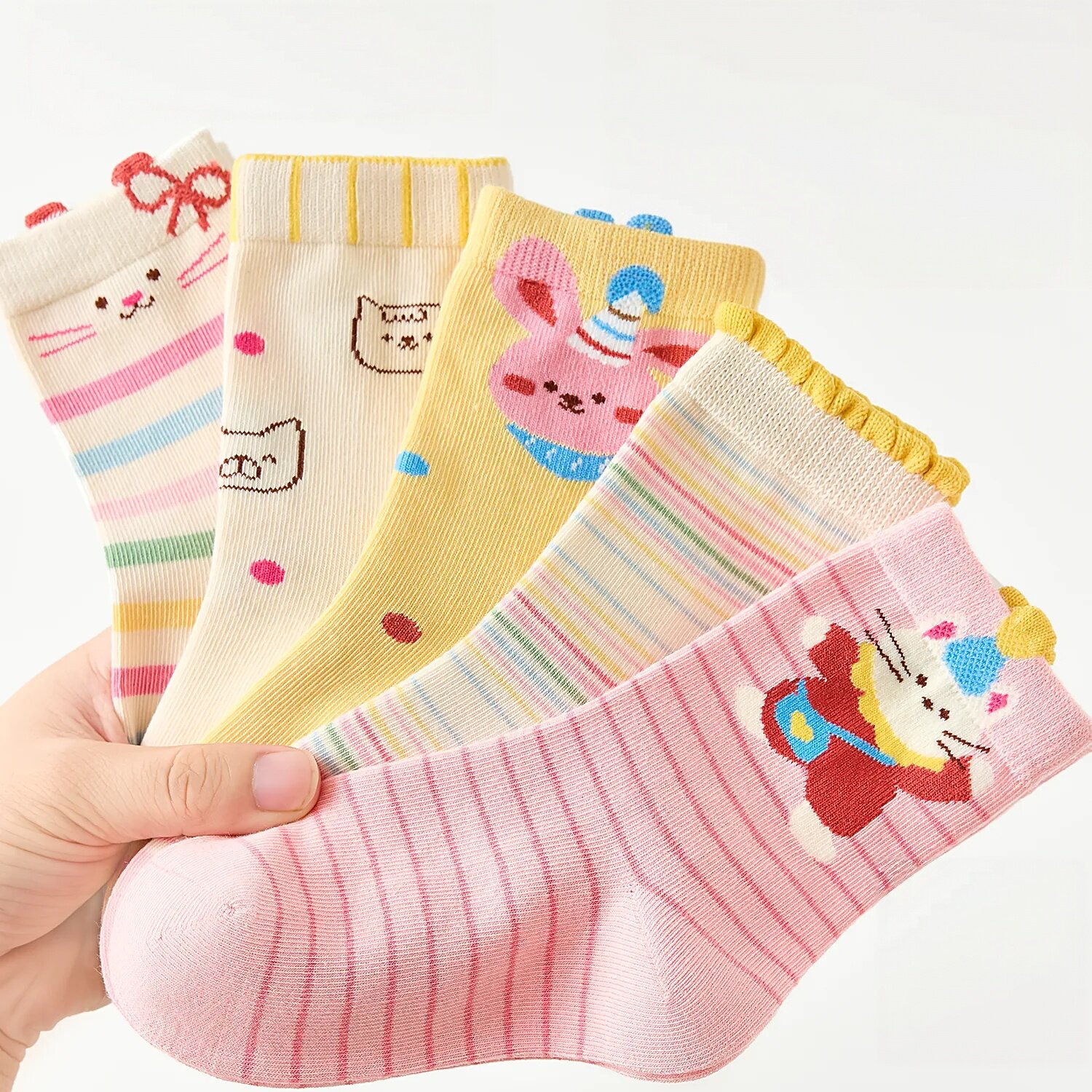 儿童袜子春秋新款中筒袜女童袜子卡通猫咪秋季高筒袜秋冬女孩袜子