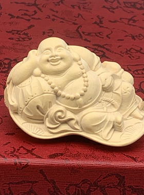 黄杨木雕芭蕉扇弥勒佛摆件送礼