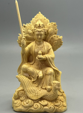黄杨木雕九天玄女菩萨摆件