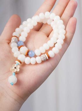 灵隐白莲菩提双圈手串新中式国风