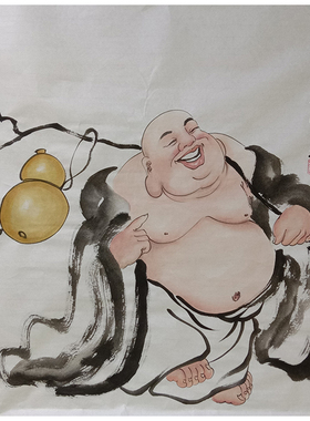 纯手绘国画纯手绘弥勒