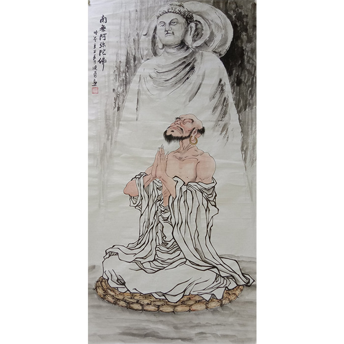 纯手绘四尺人物国画达摩玄关挂画